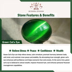 Buddha Stones Green Cat's Eye Stone Relieve Stress Wealth Thin Cuff Bangle Bracelet