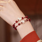 Buddha Stones 999 Sterling Silver Red Agate Year Of The Horse Prosperity String Bracelet