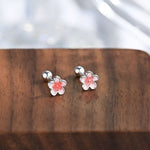 Buddha Stones 999 Sterling Silver Peach Blossom Blessing Earrings