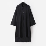 Buddha Stones 2Pcs Wudang Fall Solid Long Sleeve Men's Taoist Long Robe Sleeveless Vest Lace-up Kimono Ceremony Suit