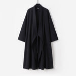 Buddha Stones 2Pcs Wudang Fall Solid Long Sleeve Men's Taoist Long Robe Sleeveless Vest Lace-up Kimono Ceremony Suit