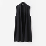 Buddha Stones 2Pcs Wudang Fall Solid Long Sleeve Men's Taoist Long Robe Sleeveless Vest Lace-up Kimono Ceremony Suit