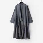 Buddha Stones 2Pcs Wudang Fall Solid Long Sleeve Men's Taoist Long Robe Sleeveless Vest Lace-up Kimono Ceremony Suit