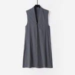 Buddha Stones 2Pcs Wudang Fall Solid Long Sleeve Men's Taoist Long Robe Sleeveless Vest Lace-up Kimono Ceremony Suit
