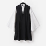 Buddha Stones 2Pcs Wudang Tai Chi Ceremony Solid Long Sleeve Men's Taoist Long Robe Kimono Sleeveless Vest Suit