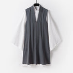 Buddha Stones 2Pcs Wudang Tai Chi Ceremony Solid Long Sleeve Men's Taoist Long Robe Kimono Sleeveless Vest Suit