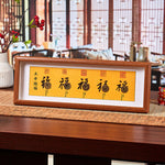 Buddha Stones Fu Character Five-Emperor Coins Lucky Fortune Photo Frame Ornament Home Decor
