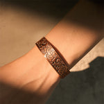 Buddha Stones Copper Flower Open Balance Luck Adjustable Cuff Bracelet Bangle