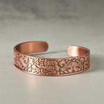 Buddha Stones Copper Flower Open Balance Luck Adjustable Cuff Bracelet Bangle