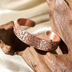 Buddha Stones Copper Flower Open Balance Luck Adjustable Cuff Bracelet Bangle