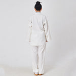 Buddha Stones 2Pcs Wudang Fall Solid Frog-Button Long Sleeve Linen Unisex Taoist Robe Kimono Pants Qigong Ceremony Suit