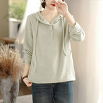 Buddha Stones Winter Solid Color Cotton Long Sleeve Women's Hoodie Has Hood