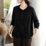 Buddha Stones Winter Solid Color Cotton Long Sleeve Women's Hoodie Has Hood