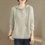 Buddha Stones Winter Solid Color Cotton Long Sleeve Women's Hoodie Has Hood