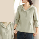 Buddha Stones Winter Solid Color Cotton Long Sleeve Women's Hoodie Has Hood