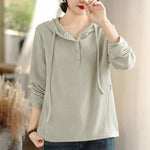 Buddha Stones Winter Solid Color Cotton Long Sleeve Women's Hoodie Has Hood