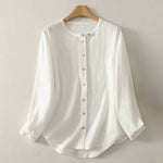 Buddha Stones Fall Crew Collar Long Sleeve Women's Polyester Shirt With Pockets