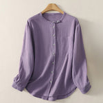 Buddha Stones Fall Crew Collar Long Sleeve Women's Polyester Shirt With Pockets