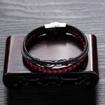 Buddha Stones Infinitely Design Titanium Steel Braided Three-layer Leather Balance Bracelet