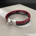 Buddha Stones Infinitely Design Titanium Steel Braided Three-layer Leather Balance Bracelet
