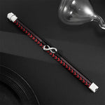 Buddha Stones Infinitely Design Titanium Steel Braided Three-layer Leather Balance Bracelet