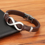 Buddha Stones Infinitely Design Titanium Steel Multicolored Leather Strengthen Bracelet