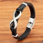 Buddha Stones Infinitely Design Titanium Steel Multicolored Leather Strengthen Bracelet