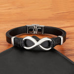 Buddha Stones Infinitely Design Titanium Steel Multicolored Leather Strengthen Bracelet