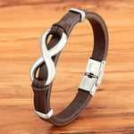 Buddha Stones Infinitely Design Titanium Steel Multicolored Leather Strengthen Bracelet