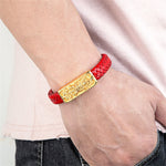 Buddha Stones Buddha Symbol Titanium Steel Leather Strengthen Bracelet