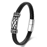 Buddha Stones Chain Link Design Titanium Steel Multi-layer Leather Balance Braided Bracelet