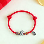 Buddha Stones 999 Sterling Silver Year Of The Horse Fu Character Attract Fortune String Rope Luck Bracelet