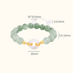 Buddha Stones 925 Sterling Silver Green Rutilated Quartz White Chalcedony Peace Buckle Courage Bracelet