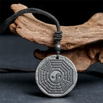 Buddha Stones Authentic Shungite Stone Yin Yang Bagua Protection Necklace Pendant