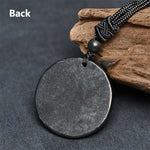 Buddha Stones Authentic Shungite Stone Yin Yang Bagua Protection Necklace Pendant