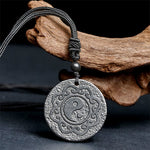 Buddha Stones Tai Chi Yin Yang Symbol Authentic Shungite Stone Inner Strength Necklace Pendant