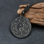 Buddha Stones Tai Chi Yin Yang Symbol Authentic Shungite Stone Inner Strength Necklace Pendant