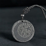 Buddha Stones Moon Star Round Design Authentic Shungite Stone Protection Necklace Pendant