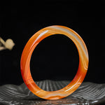 Buddha Stones Veined Pattern Red Agate Calm Cuff Bangle Bracelet