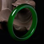Buddha Stones Green Cat's Eye Stone Relieve Stress Wealth Thin Cuff Bangle Bracelet