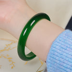 Buddha Stones Green Cat's Eye Stone Relieve Stress Wealth Thin Cuff Bangle Bracelet