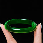 Buddha Stones Green Cat's Eye Stone Relieve Stress Wealth Thin Cuff Bangle Bracelet