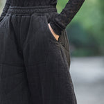 Buddha Stones Plain Cotton Thick Women's 7-8 Length Pants With Pockets