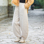 Buddha Stones Plain Cotton Thick Women's 7-8 Length Pants With Pockets