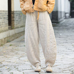 Buddha Stones Plain Cotton Thick Women's 7-8 Length Pants With Pockets