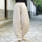 Buddha Stones Plain Cotton Thick Women's 7-8 Length Pants With Pockets