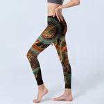 Buddha Stones Colorful Fairy Lute Ribbon Flower Circle Pattern Print Gym Leggings Women's Yoga Pants