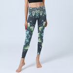 Buddha Stones Symmetrical Om Symbol Flower Pattern Print Gym Leggings Women's Yoga Pants