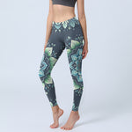 Buddha Stones Symmetrical Om Symbol Flower Pattern Print Gym Leggings Women's Yoga Pants
