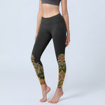 Buddha Stones Delicate Warm Tones Flower Leaf Pattern Print Gym Leggings Women's Yoga Pants